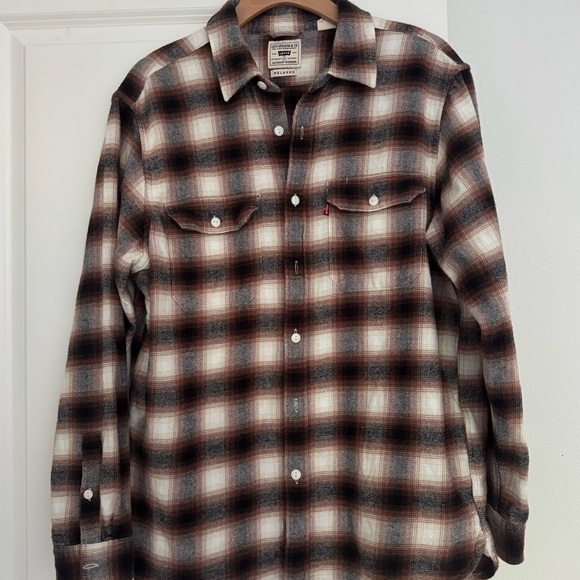 LEVI STRAUSS men’s Jackson worker relaxed style plaid button shirt top medium - Picture 1 of 5